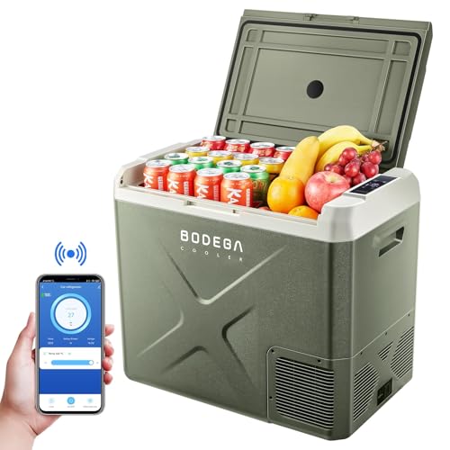BODEGACOOLER 12 Volt Refrigerator Portable Car Freezer 53 Quart Fridge 12V/24V DC 100~240 Volt AC for RV Camper Truck SUV Van Boat, Camping Road Trip Travel, -4℉-68℉
