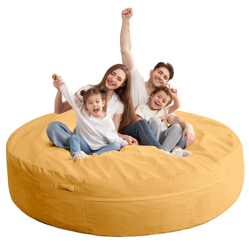 HABUTWAY XX-Large Bean Bag Chair: Giant 7' Memory Foam Furniture Bean Bag Chairs for Adults with Microfiber Cover 7Ft (Mustard)
