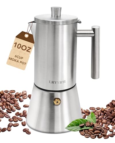 LRYYBTI 10oz 6 Cup Stovetop Moka Pot Food Grade Stainless Steel