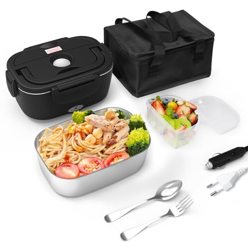 Ciotola Termica RjcdOPL Da 1L – 40W Ricaricabile USB – Pranzo Caldo In Ufficio E Campeggio – Viola Con Acciaio Inox - 2