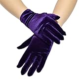 [TJ's shop] 手袋 コスプレ ベロア生地 グローブ ダンス衣装 手品 マジック ショート (パープル)
