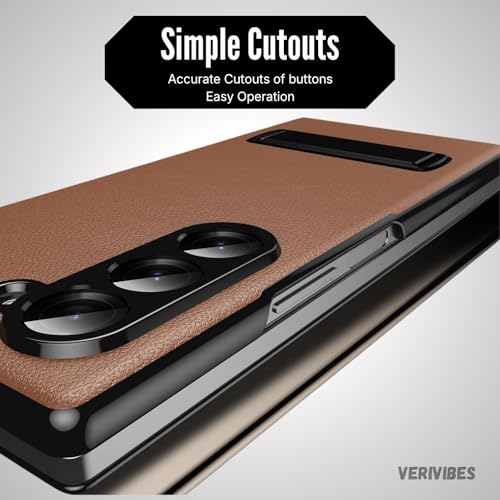 Image of Magnetic Flip Case Compatible with Samsung Galaxy Z Fold 7 (2025) | Premium Leather Finish | Multi-Angle Stand | Full Body & Hinge Protection | Slim Luxury Business Cover - Brown