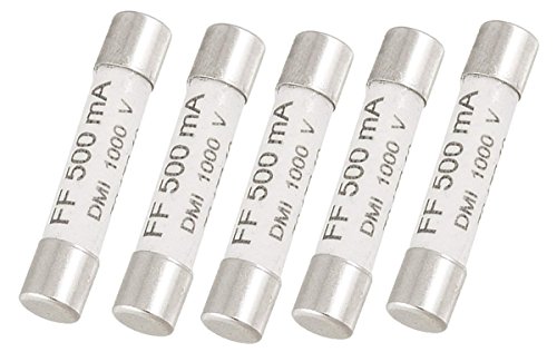 YXQ 1000V 500mA Ceramic Fuse 6.3 x 32mm White for Multimeter 5 PCS