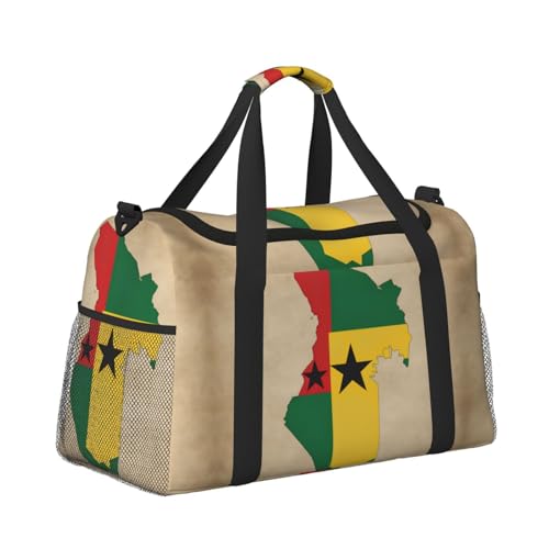 Togo Map with two black stars print Travel Duffle Bag Gym Bag for Women,Puffer Tote Bag,Weekender Overnight Bag Organizer3