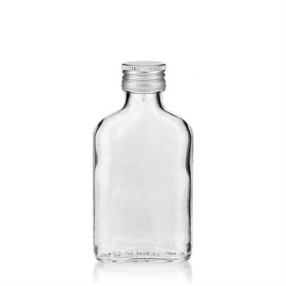 Lote de 50 botellas de vidrio de 100 ml, frascos de bolsillo, botellas para licores, degustaciones o muestras de productos