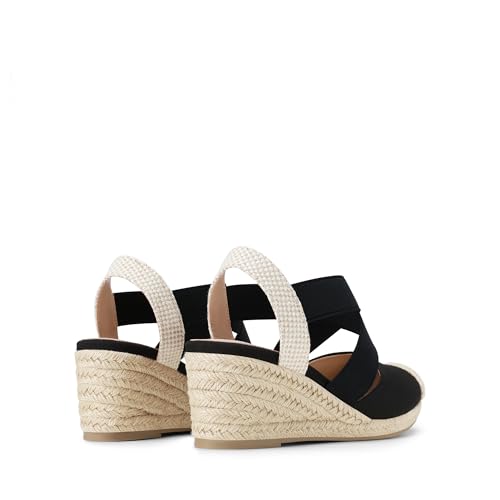 DREAM PAIRS Womens Close Toe Espadrilles Platform Slip on Elastic Criss Cross Straps Dressy Wedges Sandals4