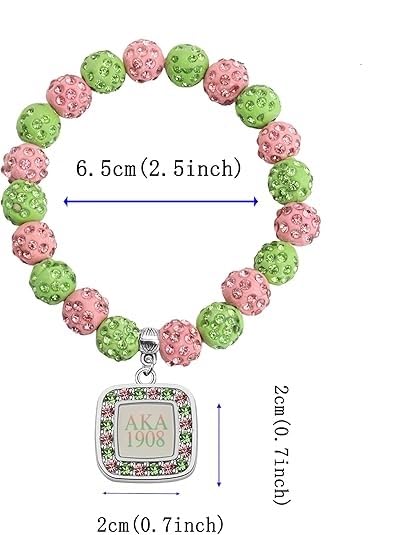 Image of Graduation Sorority Bracelet Pink and Green Bead Bracelet Alpha.K.A Greek Paraphernalia Sorority Jewelry