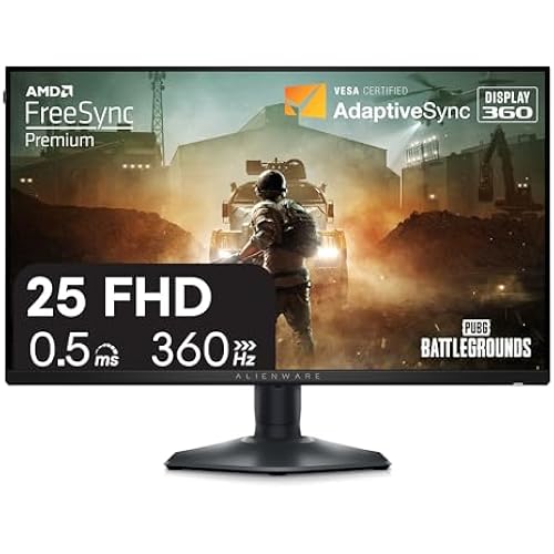 Alienware 25 Gaming Monitor AW2523HF 24.5" IPS LED Full HD (1920 × 1080) 360Hz Display - AMD FreeSync - VESA - Monitor (USB, HDMI) Height/Tilt/Swivel/Pivot Adjustability - Dark side of the Moon