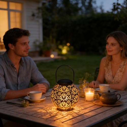 Farol solar impermeable de exterior LED cálido ideal para decorar porches 7