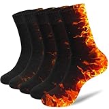 [GAOTEK] 靴下 メンズ ソックス 冬 5足セット 防寒靴下 厚手 防寒 暖かい あったか 吸汗消臭 耐久性 伸縮性 保温 室内 アウトドア 登山 キャンプ 24-28㎝ (ブラック*5)