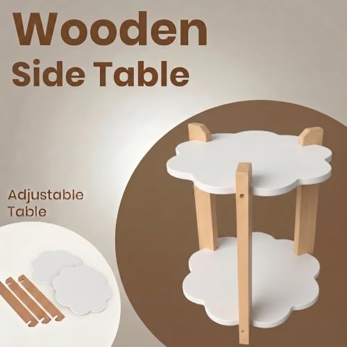 Image of Modern Flower Side Table, Home Decor for Living Room, Bed Side Tables for Bed Room, stools for Home, Furniture for Home, 2-Tier Beige Shelves
