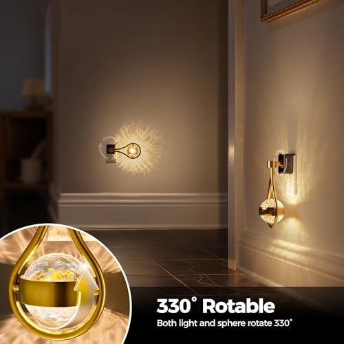 Image of Briignite LED Night Lights Plug into Wall, 330 Rotating Night Light with Dusk to Dawn Sensor, 0-100LM Dimmable Nightlight Adjustable Brightness, 3000K Warm White for Hallway, Bedroom, Stairway, 2pack