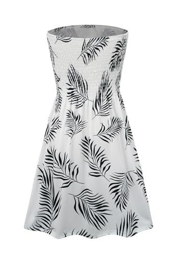 Image of Zyyfly Strapless Dress for Women Summer Beach Boho Smocked Tube Top Dress