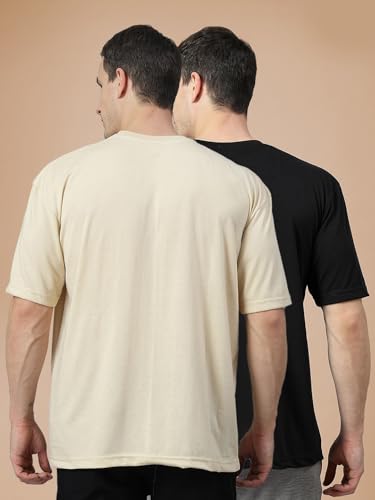 Image of CHKOKKO Oversized Tshirt for man Solid Classic Round Neck Loose Fit Half Sleeve Soft and Comfortable Casual Stylish wear for Summer