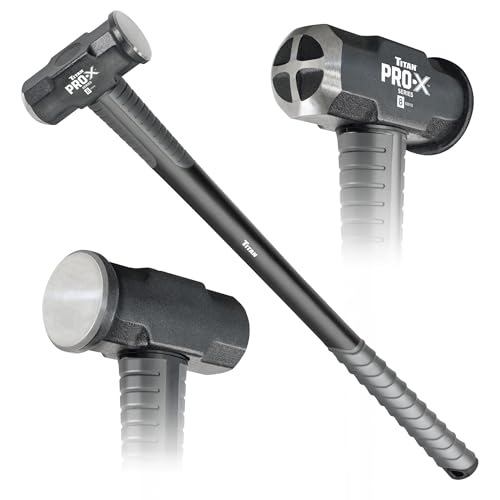 Image of Titan Pro-X 63018 8lb Sledge Hammer, Dual-Face Sledge with Cross-Pattern Face for Concentrated Power & Flat Face for Stake Driving, Overstrike Protection, 36 inch Fiberglass Handle with Textured Grip