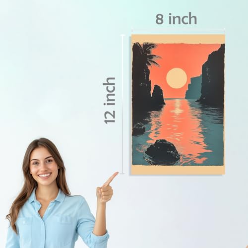 Image of SiddArtify Coastal Wall Art Prints Set - Tropical Beach Poster Decor for Living Room Bedroom Office - 8x12 Sticker Pack of 6