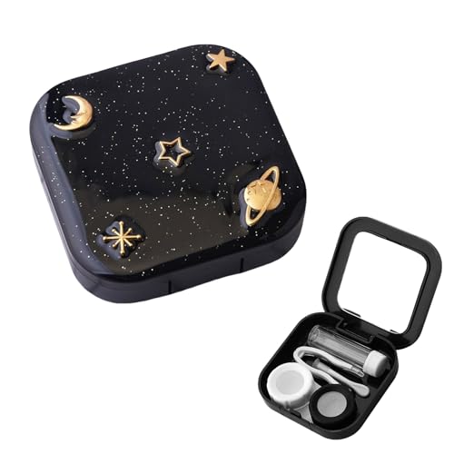 Siliget Contact Lens Cases, Contact Lens Holder with Mirror, Portable Eye Contacts Mini Case Container Set with L and R Caps for Home Travel