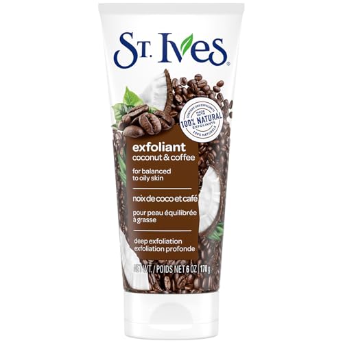 St. Ives Facial Scrub, Energizing Coconut & Coffee – Deep Exfoliant for Fresh, Glowing Skin, 6 Oz