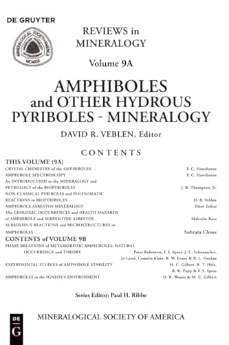 Reviews in Mineralogy & Geochemistry   9A   Amphiboles and Other Hydrous Pyriboles Kartoniert (TB)