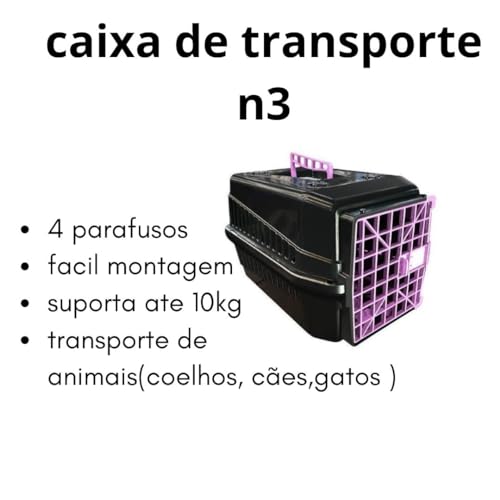 Caixa De Transporte Para Viagens Cães Gatos Coelhos N3 Cor Rosa e Preto