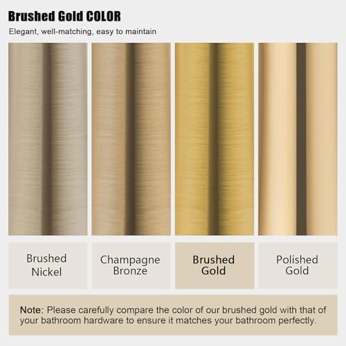 Iriber Brushed Gold Rain Shower System with 10 Inch Shower Head and Handheld Bathroom Wall Mounted Shower Set Contain Shower Faucet Mixer and Trim Kit (Valve Included)