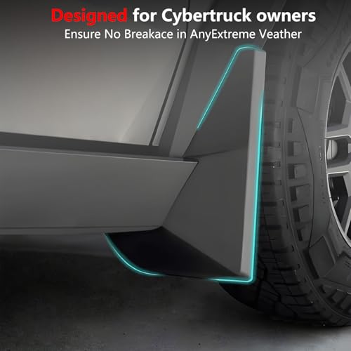 Image of Mud Flaps for 2025 Tesla Cybertruck Accessories- No Drilling Required, All-Weather Mud Guards Body Kits, Black, Set of 4 (for Cybertruck 2024-2025)