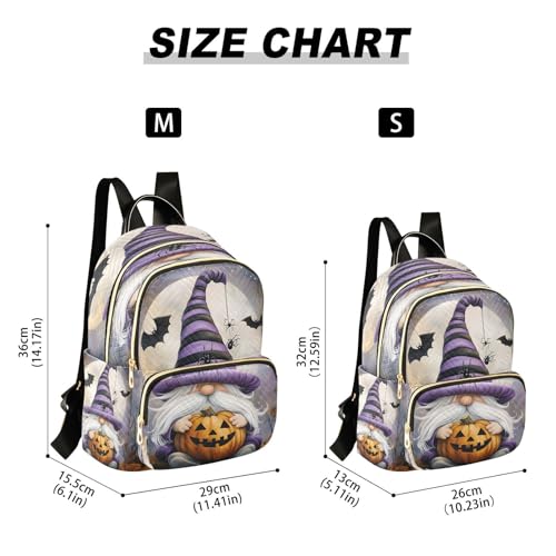 Image of ALAZA Gnome Bat Moon Leaf Pumpkin Halloween Women Backpack Purse Ladies Fashion Shoulder Bag Daypack Travel Bag 10L