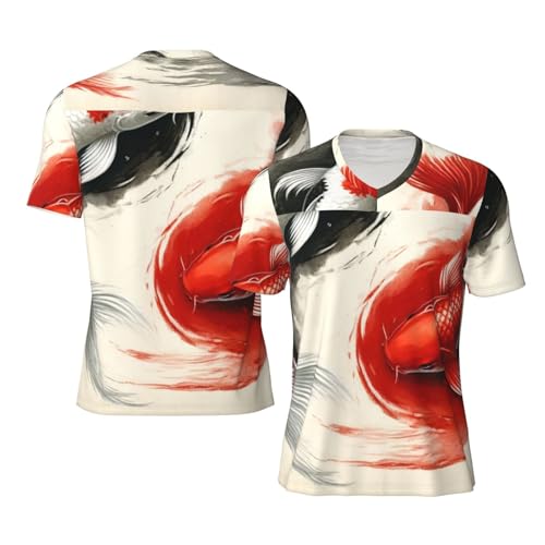 Stylish Athletic Sports Jersey Koi-Fish-Ink-Wash-Painting Men's Rugby Jersey Xx-Large