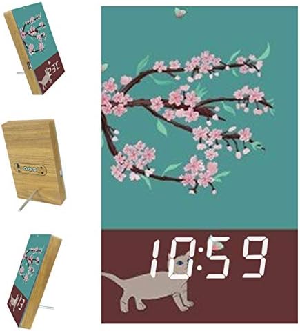 Lyetny Cat Chasing Butterflies Home Automatically Brightness Dimmer Clock LED Alarm Clocks