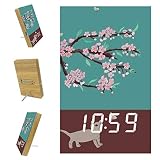 Lyetny Cat Chasing Butterflies Home Automatically Brightness Dimmer Clock LED Alarm Clocks