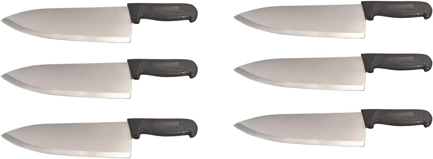 10" Chef Knife Choose Your Color - Razor Sharp Commercial Kitchen Cutlery - Cook's Knives (6 Pack - Black)