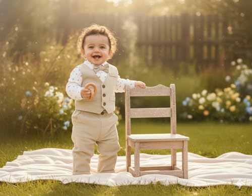 Image of Volunboy Toddler Suit Boys Formal Wedding Guest Dress Outfit | graduation dress clothes, gentleman ring bearer bowtie outfit, back-to-school pants set, birthday photoshoot dressy outfit