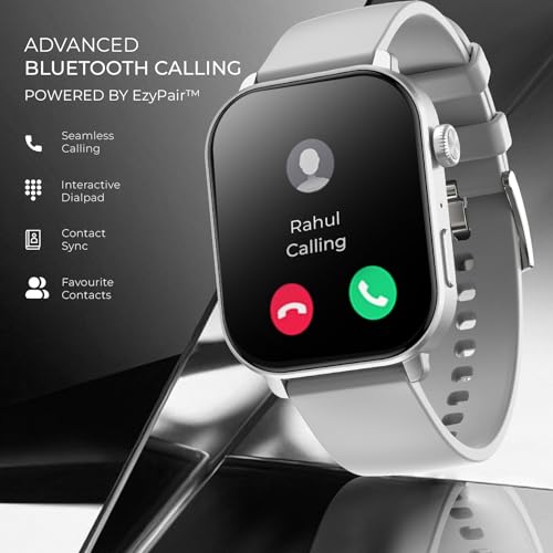 Image of beatXP Unbound Pro 1.96 inch Super AMOLED Display Bluetooth Calling Smart Watch, Metal Body, Rotary Crown, 410 * 502px, 800 Nits, 60Hz Refresh Rate, 100+ Sports Modes, 24 /7, IP67 (Silver)