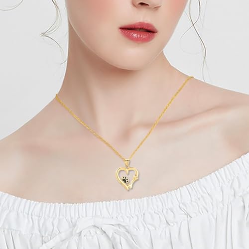 QGJNSGC Paw Print Urn Necklace Heart Locket Necklace for Ashes Dog Cat Charms Pendant Cremation Jewelry Cat Dog Keepsake Memorial Gifts for Women Girls (Gold) - Image 4