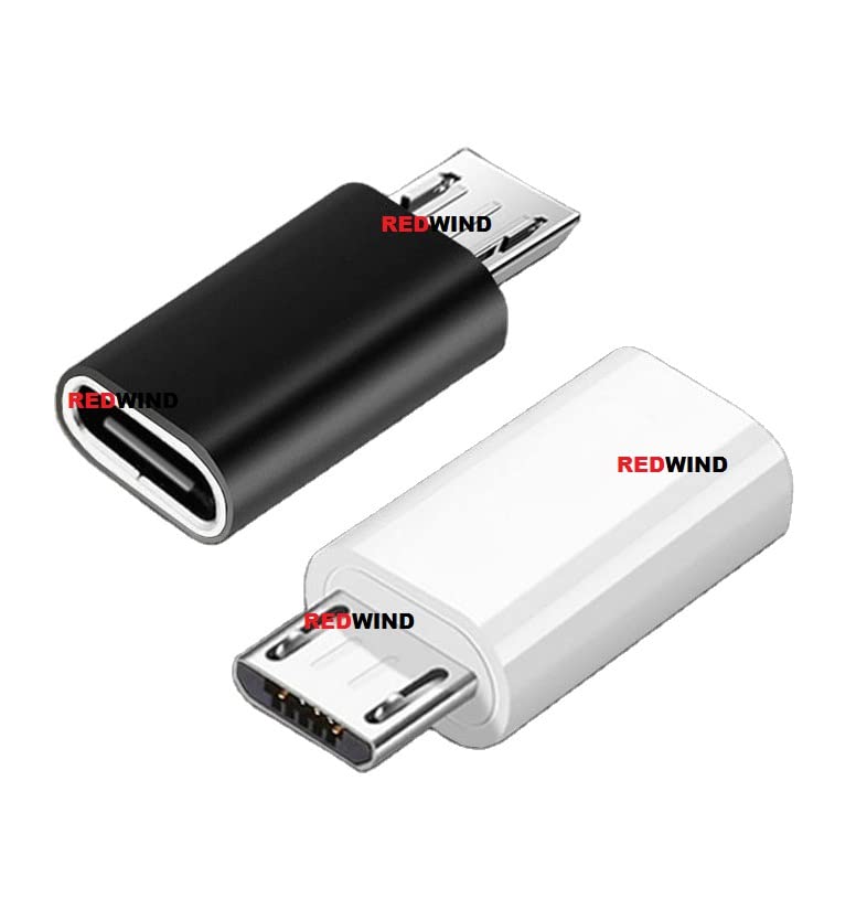 REDWIND Upgraded Type-C Female to MicroUSB Male Adapter, Converter USB C to Micro USB, LED Light Multi Colour Charger Connector Works with Smartphones, Tablets, and More Devices with Micro USB Port