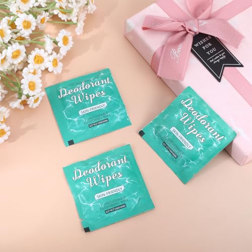 Image of 100Pcs Travel Deodorant Wipes, Travel Size Mini Deodorant Wipes Bulk for Homeless, Individually Wrapped Body Cleaning Supplies for Women Wet Armpit for Body Cleaning Jasmine
