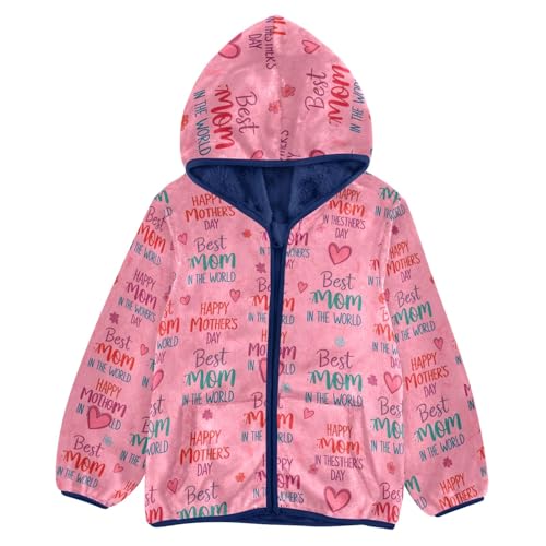 Colorful Best Mom World Boys Zip up Jacket, Thick Light Fleece Jacket 3T