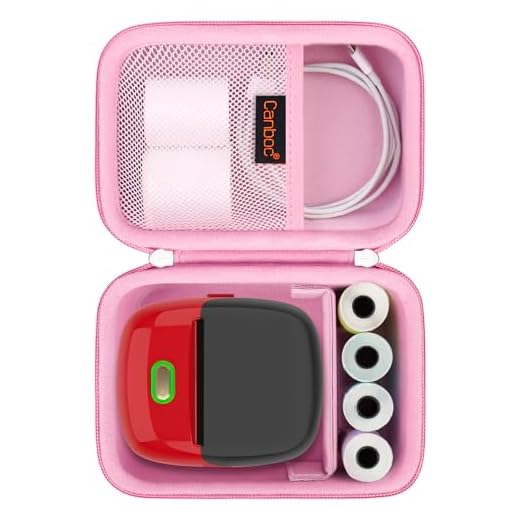 Canboc Carrying Case for ORGSTA S002 Sticker Printer, S002 Mini Sticker Printer Bag fit Printer Paper, Cable, Pink (Case Only)