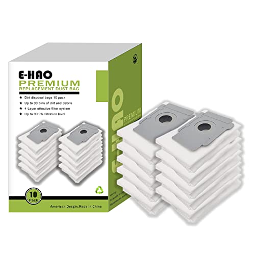 E-HAO 10 worków do odkurzacza kompatybilnych z iRobot Roomba i, s, j i Roomba Combo i, j, worki do 104/105/405/505/705/i1+/i2+/i3+/i4+/i5+/i6+/i7+/i8+/i9+/i9+/j5+/j6+/j6+/j6+/j7+/j7+/j7+/j7+/j7+/j7+
