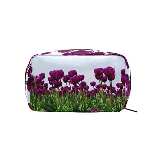 Preisvergleich Produktbild FAJRO Kosmetiktasche, Tulpenmotiv, Violett