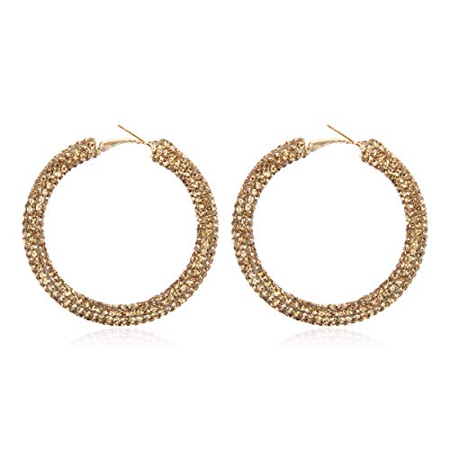 Glitter Rhinestone Statement Earrings - Sparkly Crystal Geometric Hexagon, Round Hoops, Vertical Bar, Teardrop Dangles, Shield Disc Drop (Sparkly Cubic Hoop 3