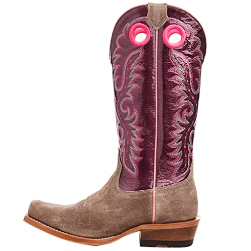 ARIAT ARIAT Women's Futurity Boon Western Boot - Smokey Roughout/Fine Wine Patent, 6.5 Medium