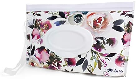 Itzy Ritzy Travel Wipes Case - Reusable Wipe Pouch – Take & Travel Pouch Holds Up to 30 Wet Wipes, Includes Silicone Wristlet Strap, Floral