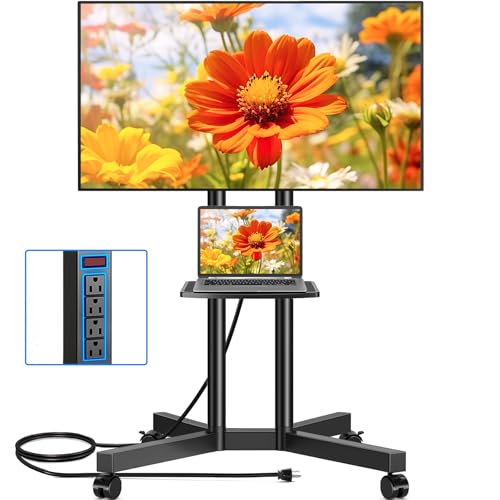 Rfiver Mobile TV Cart Rolling TV Stand with Power Outlet for 32-75 Inch Screens, Portable TV Stand...
