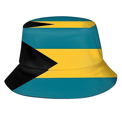 Bahamas Flag Bucket Hat Packable Fashion Sun Cap Outdoor Flag Fisherman Hat for Women Men Boys Girls