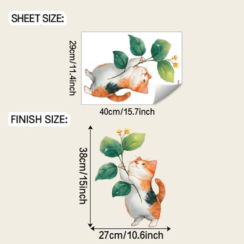 Vinilos decorativos gatito floral adorable para pared miniatura 2