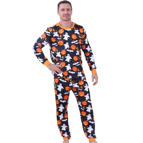 Family Matching Halloween Pajamas Set Graphic Ghosts Print Long Sleeve Shirts and Pants Spooky Season Sleepwear3