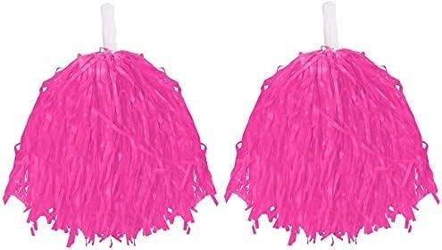 CHEERLEADER POMPOMS FANCY DRESS COSTUME ACCESSORY LIGHTWEIGHT POM POMS WITH GRIP HANDLES FOR KIDS & ADULTS. COLOUR: BLACK