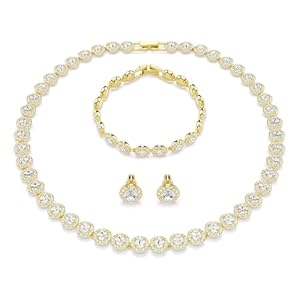 Swarovski Conjunto Una Angelic, Conjunto (3), Talla redonda, Blanco, Baño tono oro