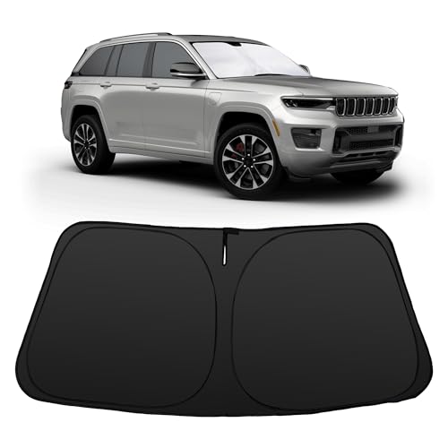 Image of Windshield Sun Shade for 2011-2026 Jeep Grand Cherokee | Full covered for windshield, Block UV Rays, Heat Reduction, Easy to install, Keeps Car Cooler